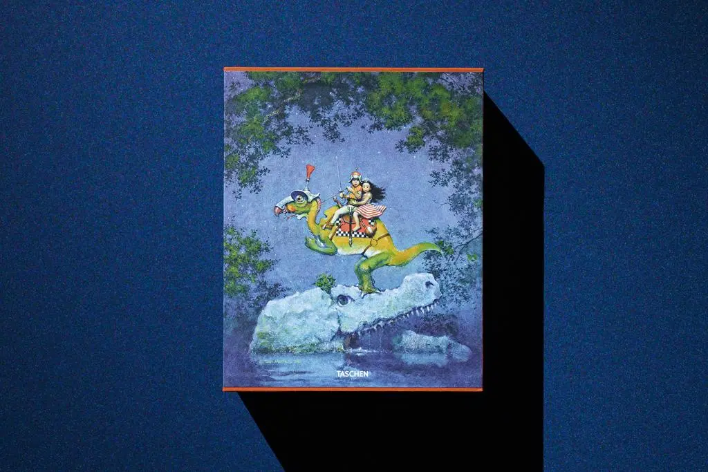 Lucas Museum of Narrative Art two-volume TASCHEN edition in its illustrated slipcase on a dark blue background.