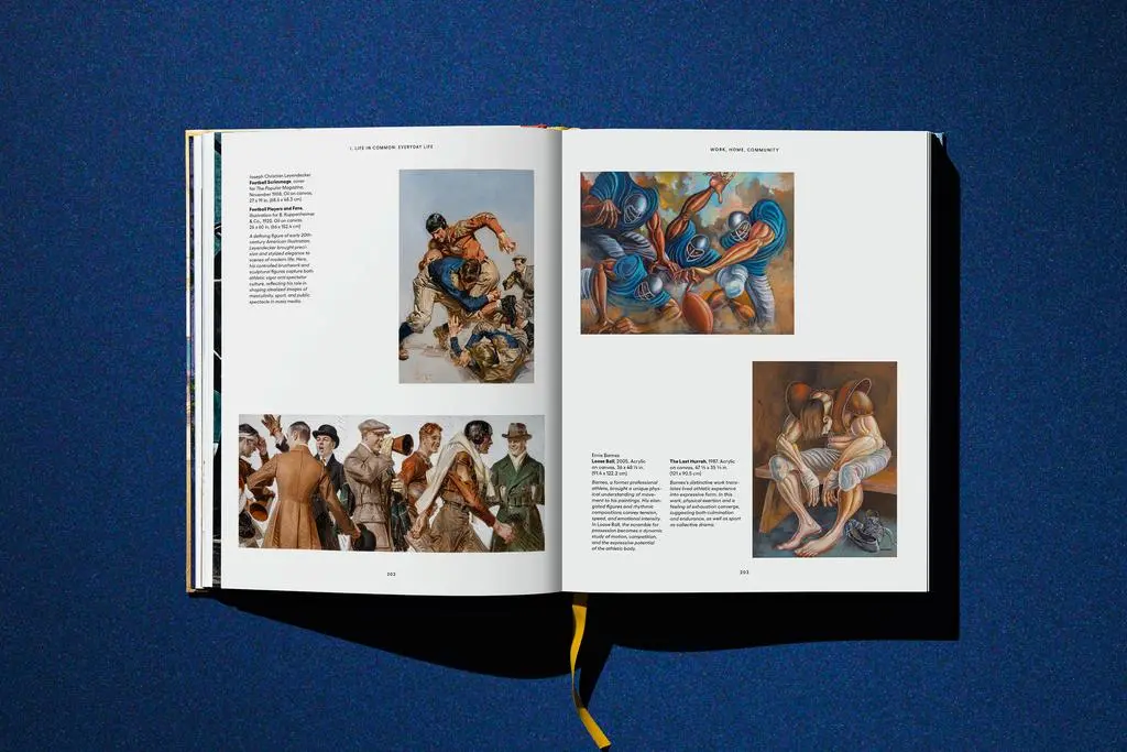 Open Lucas Museum of Narrative Art book showing several artwork reproductions arranged across two pages.