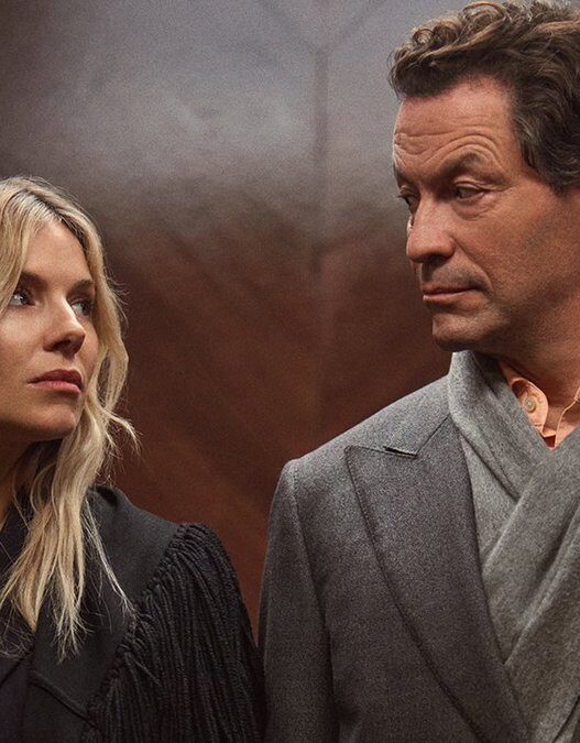 Sienna Miller as Carla Duval and Dominic West as Morgan Henderson in HBO’s legal drama WAR