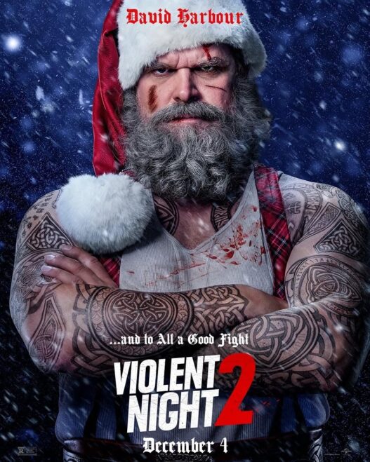 Violent Night 2 poster featuring David Harbour’s battle-ready Santa Claus