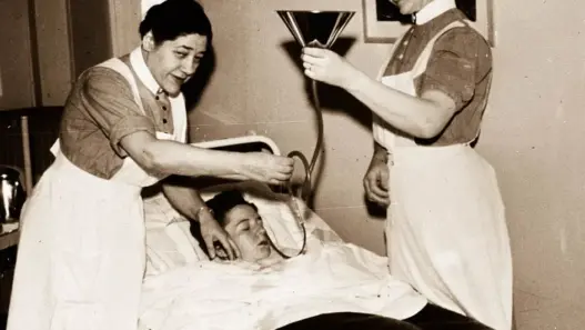 Historical medical imagery accompanying a feature on obsolete medical practices