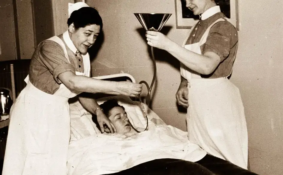 Historical medical imagery accompanying a feature on obsolete medical practices
