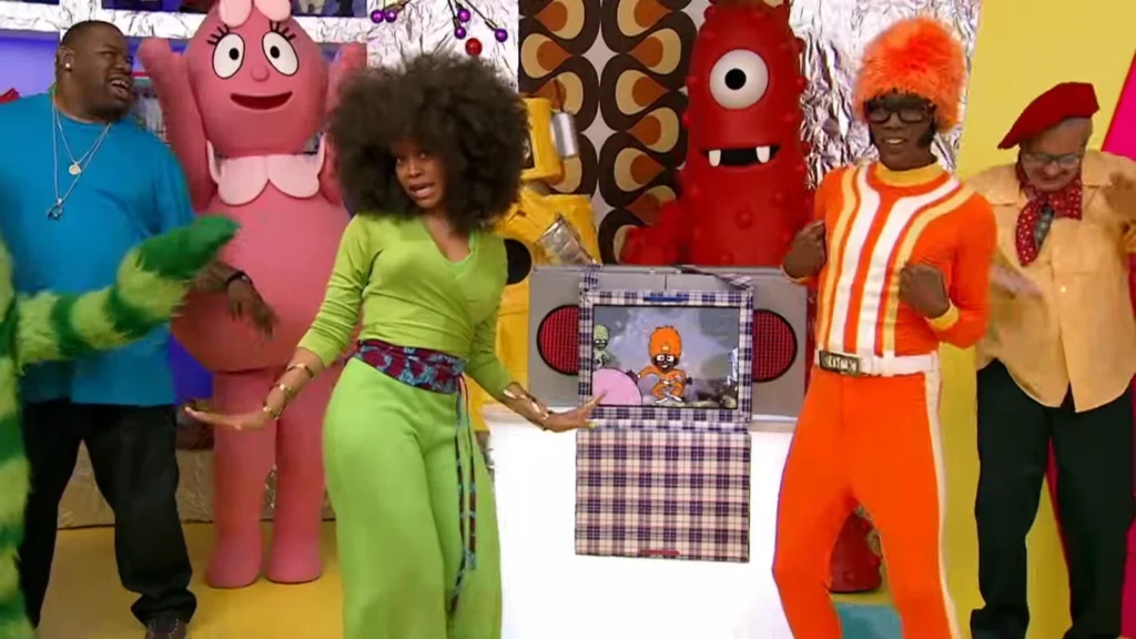 Yo Gabba Gabba characters in the animated Birds music segment