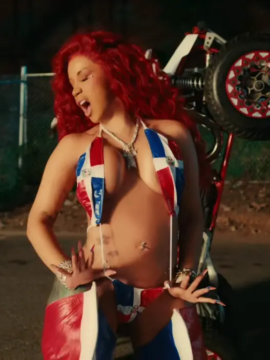 Cardi B in the official music video for AH HA
