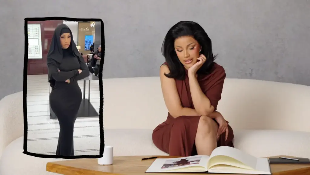 Cardi B looking back at one of her fashion moments in Vogue's Life in Looks