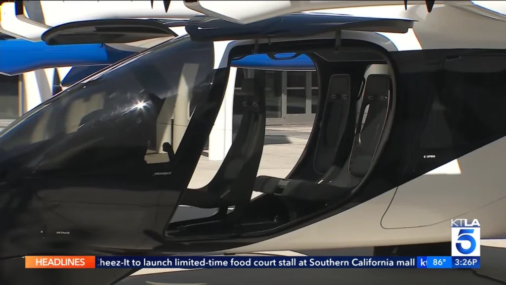 Archer Aviation Midnight aircraft displayed at L.A. LIVE ahead of the LA28 Olympic and Paralympic Games