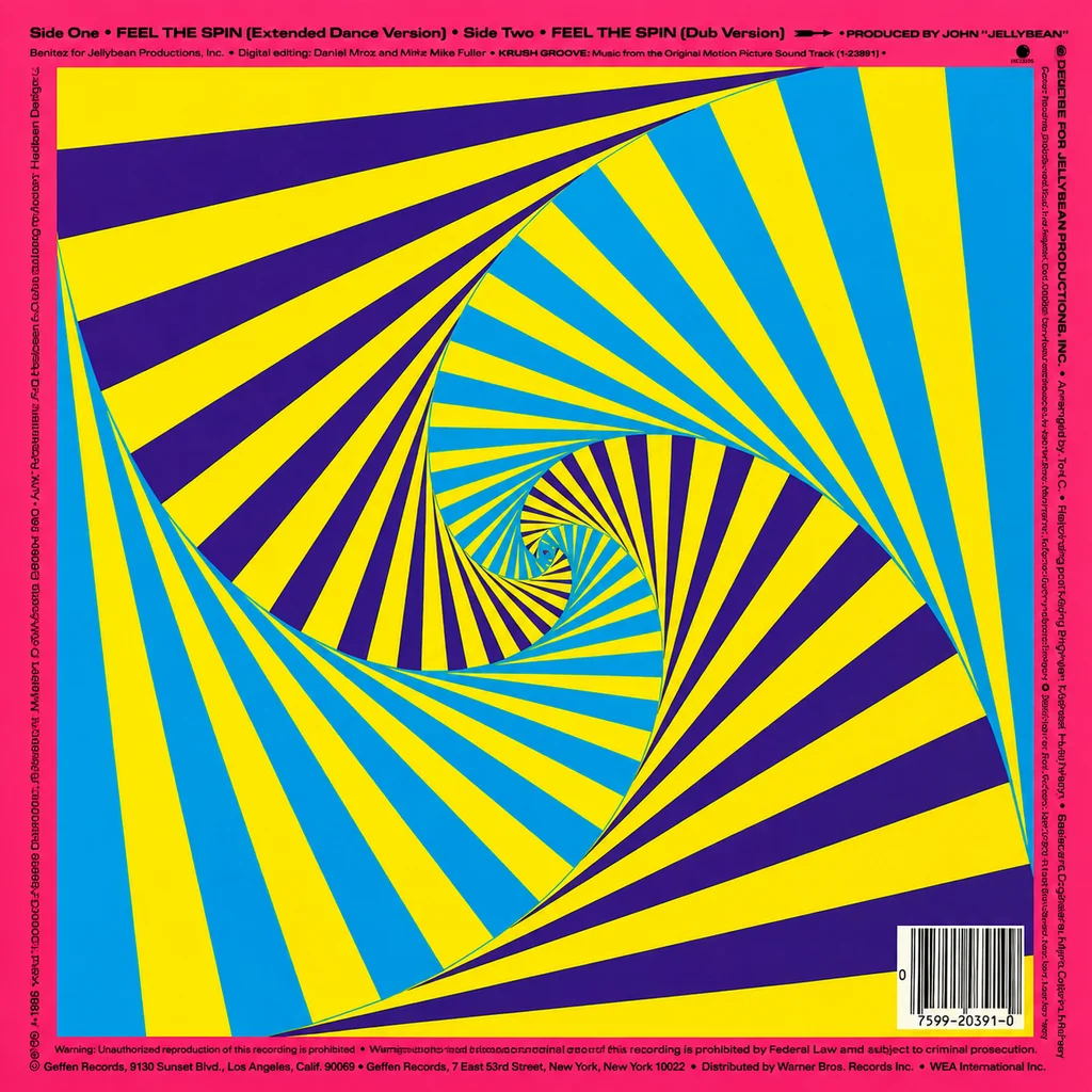 Back cover of Debbie Harry’s 1985 Feel the Spin U.S. 12-inch maxi-single
