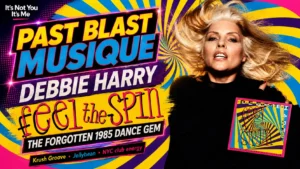 Past Blast Musique featured image for Debbie Harry Feel the Spin with 1985 portrait and single artwork