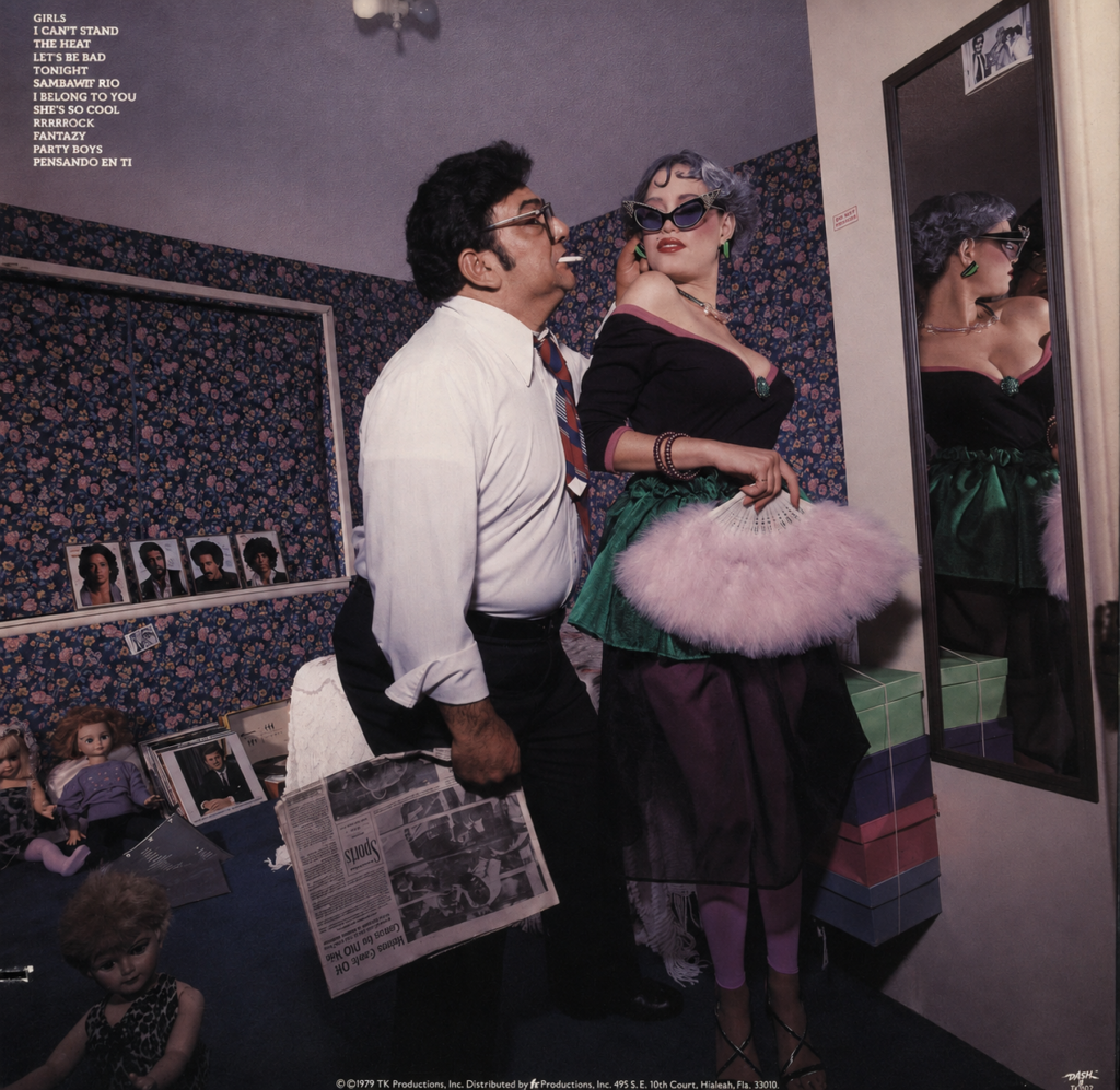 Back cover of Foxy’s Party Boys album with its staged photograph, track list and album credits