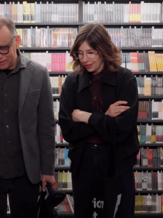 Fred Armisen and Carrie Brownstein browsing Criterion’s Mobile Closet in Portland