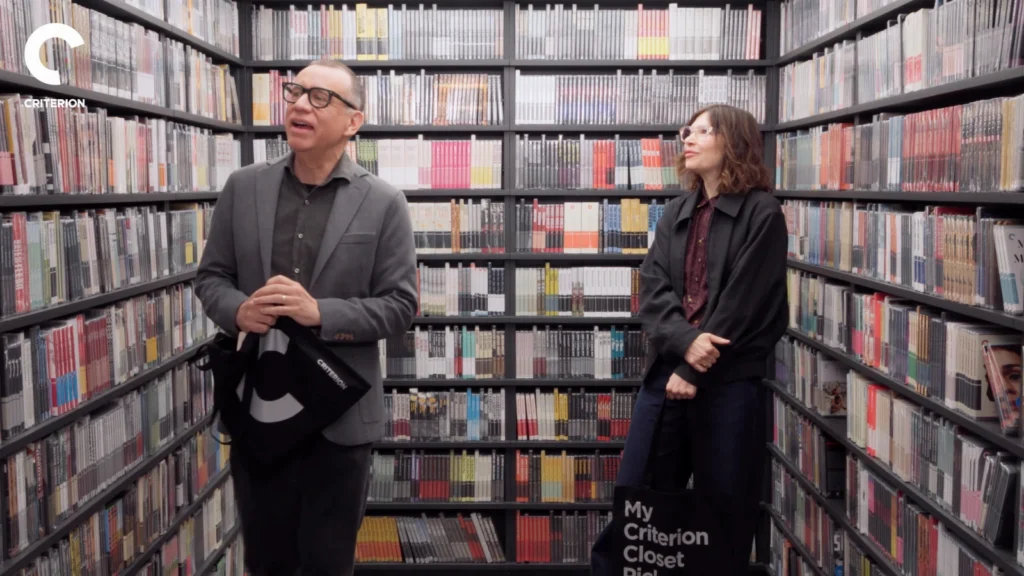 Fred Armisen and Carrie Brownstein during their Criterion Mobile Closet visit in Portland