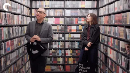 Fred Armisen and Carrie Brownstein during their Criterion Mobile Closet visit in Portland