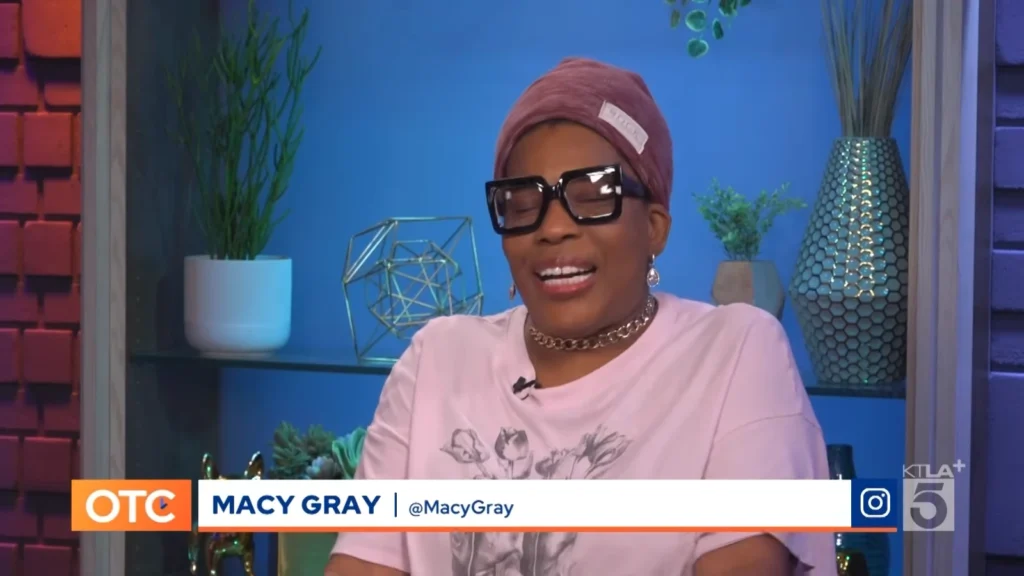 Macy Gray smiling during her KTLA 5 Off the Clock interview