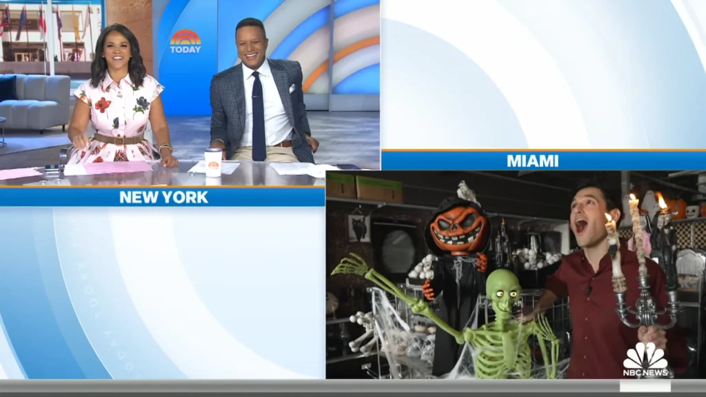TODAY hosts and Jesse Kirsch shown in a split screen during a report from New York and Miami