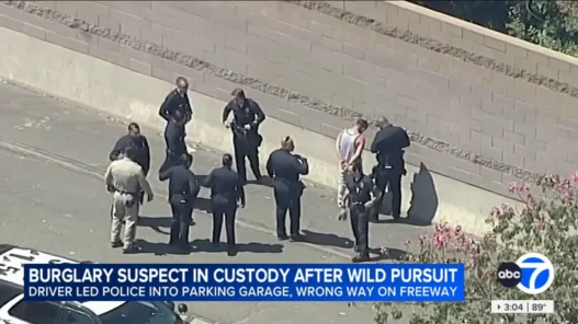 Still from the August 21, 2026 Los Angeles police pursuit in the San Fernando Valley