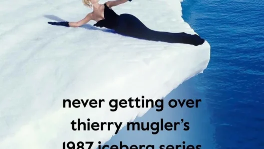 Fashion photograph from Thierry Mugler’s 1987 Disko Bay series in Greenland