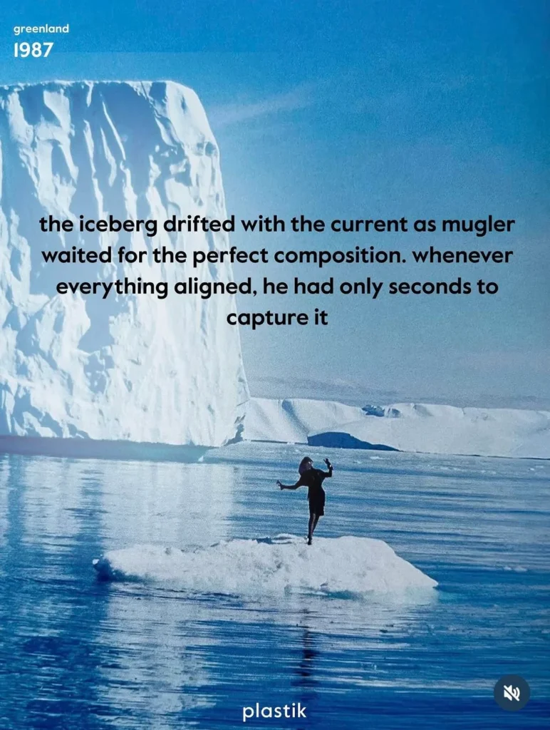 Fashion photograph from Manfred Thierry Mugler’s 1987 Disko Bay series in Greenland, image 18
