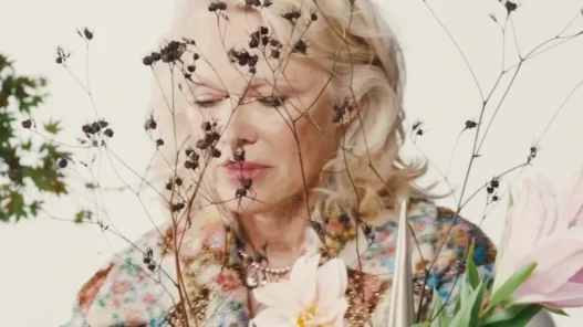 Pamela Anderson appearing in Vogue Australia’s Japanese ikebana demonstration