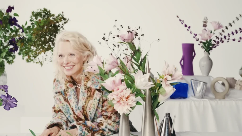 Pamela Anderson in Vogue Australia’s feature on Japanese ikebana floral arrangement
