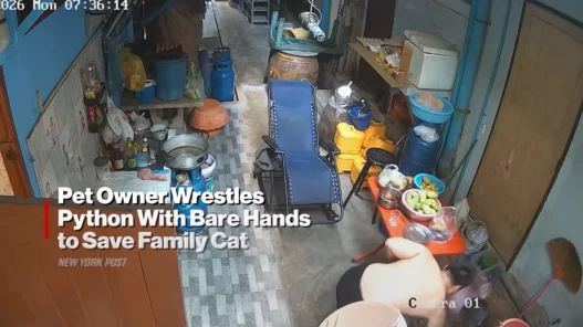 Image accompanying the rescue of a family cat from a python in Nakhon Nayok, Thailand
