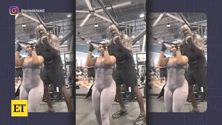 Image accompanying Shaquille O’Neal’s surprise appearance in Nysh’s gym workout video