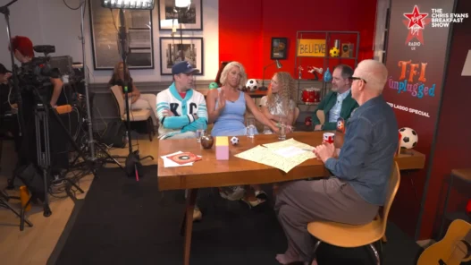 Jason Sudeikis, Hannah Waddingham, Juno Temple and Brendan Hunt on the TFI Unplugged Ted Lasso special