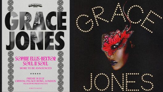 Grace Jones wearing a sculptural Philip Treacy hat at Palace Bowl Presents in London