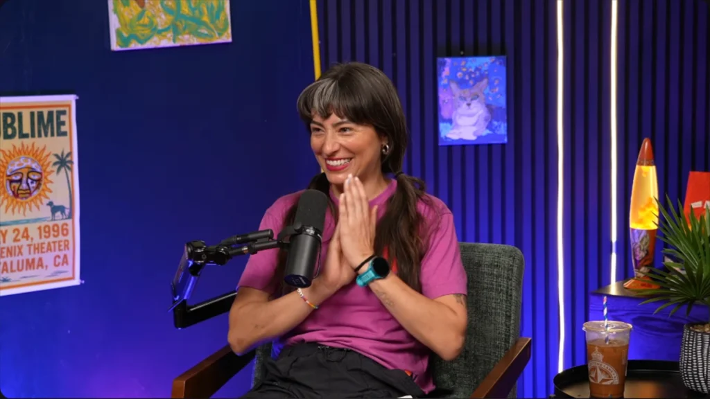 Michelle Zamora discussing puppetry on the Two Amigos podcast