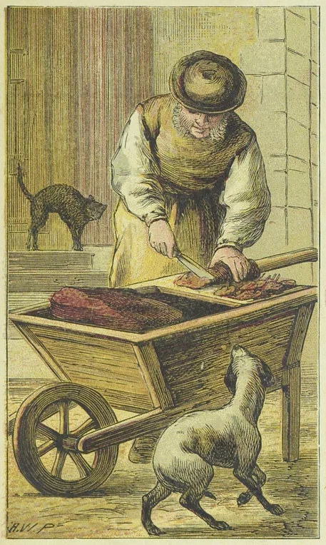 Historical image associated with the cat's meat trade in Britain