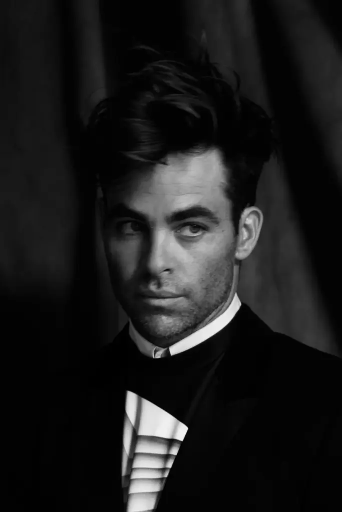 Chris Pine in a fashion editorial portrait