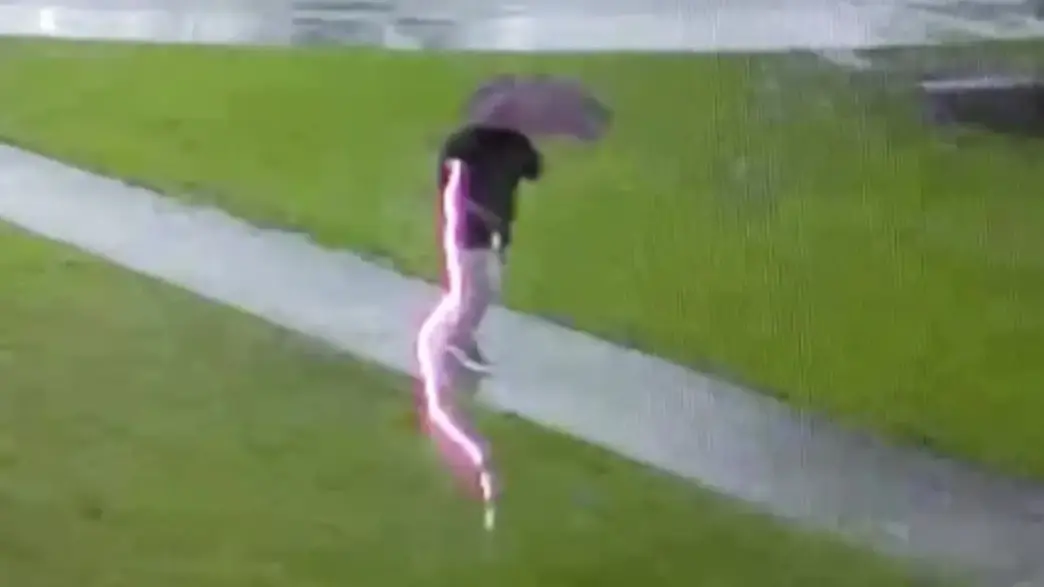 Thomas Fahmy caught on camera during a lightning strike on Staten Island