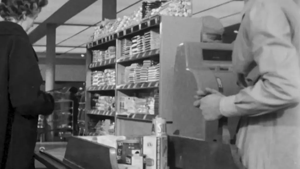 1961 BBC Schools footage of a modern self-service shop