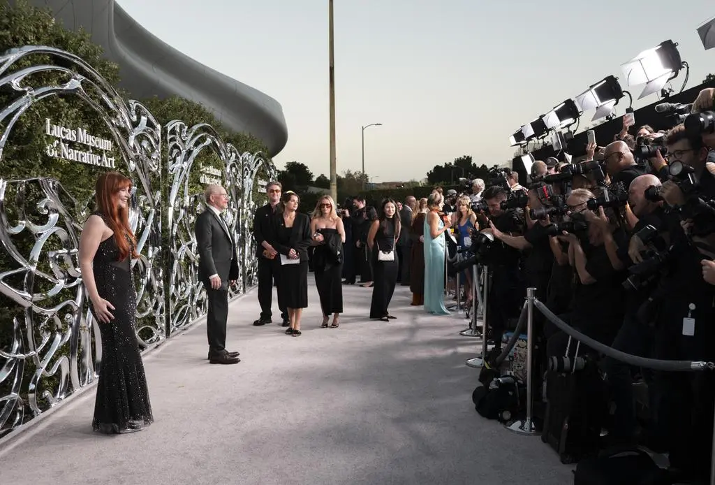 Bryce Dallas Howard and Ron Howard at the Lucas Museum of Narrative Art Opening Night
