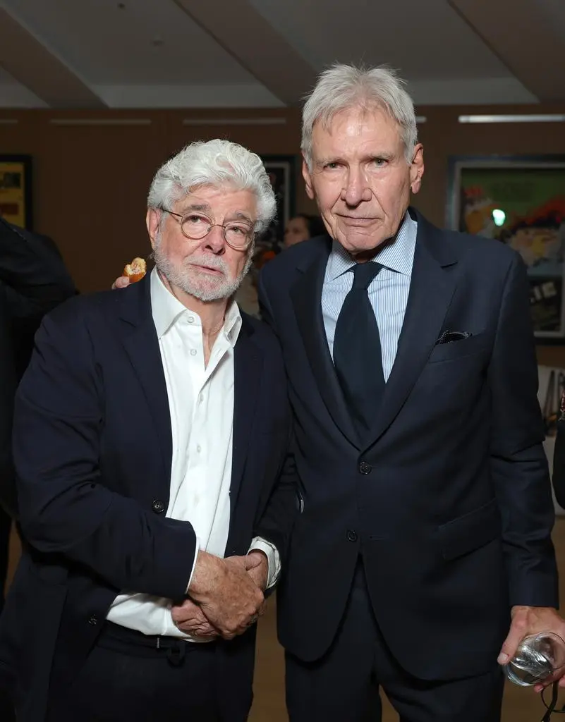 George Lucas and Harrison Ford at the Lucas Museum of Narrative Art Opening Night in Los Angeles