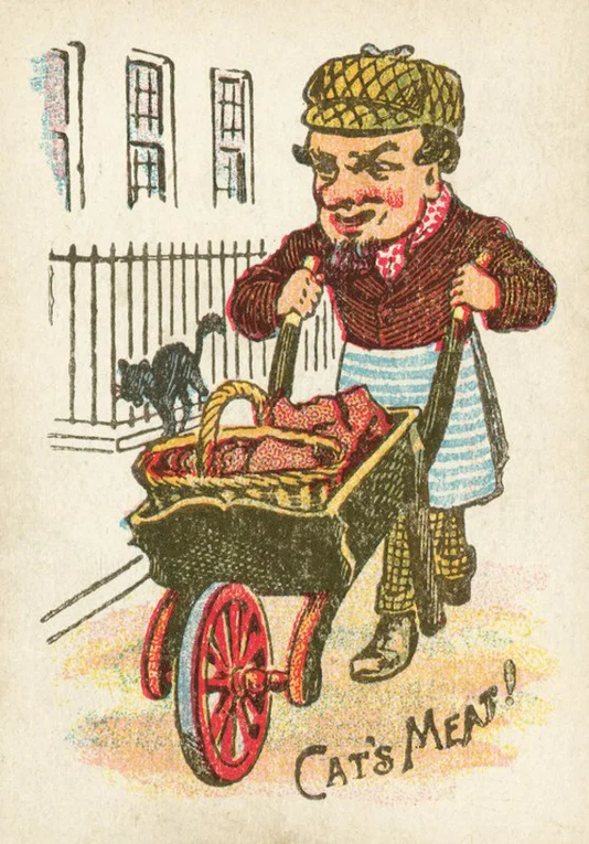 Historical image associated with a cat's meat seller