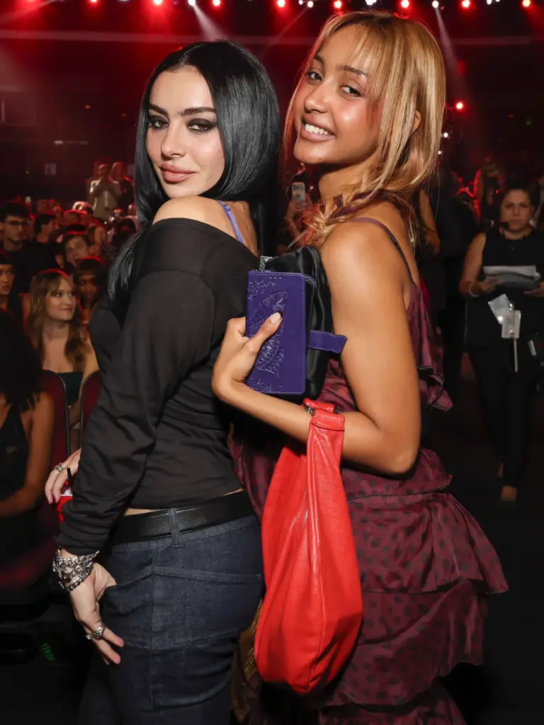 Charli xcx and PinkPantheress after the 2026 MTV VMAs