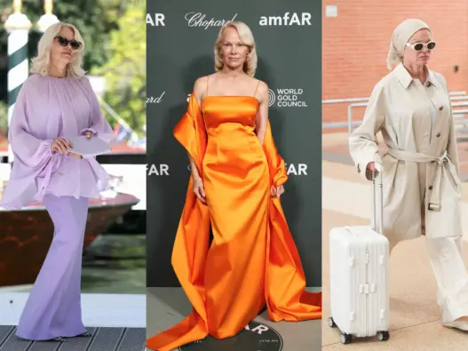 Pamela Anderson at the 2026 Venice Film Festival while promoting Place to Be