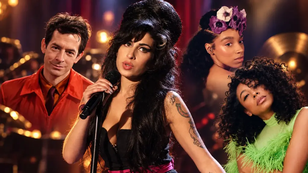 Amy Winehouse with Lianne La Havas, Corinne Bailey Rae and Mark Ronson for Back to Black 20th anniversary tribute concert