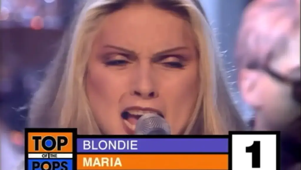 Blondie performing Maria on Top of the Pops in February 1999