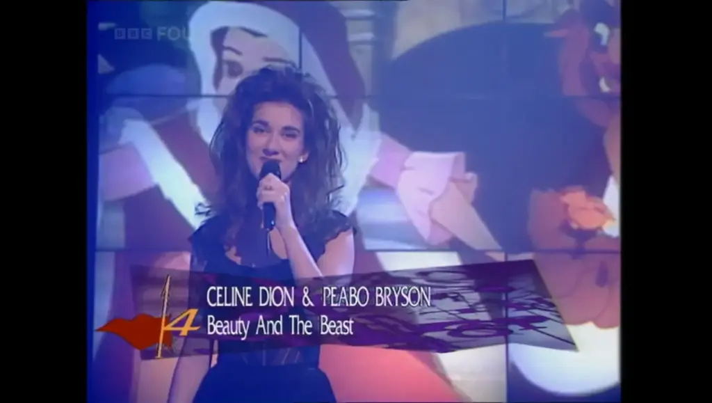 Céline Dion and Peabo Bryson performing Beauty and the Beast on Top of the Pops in May 1992