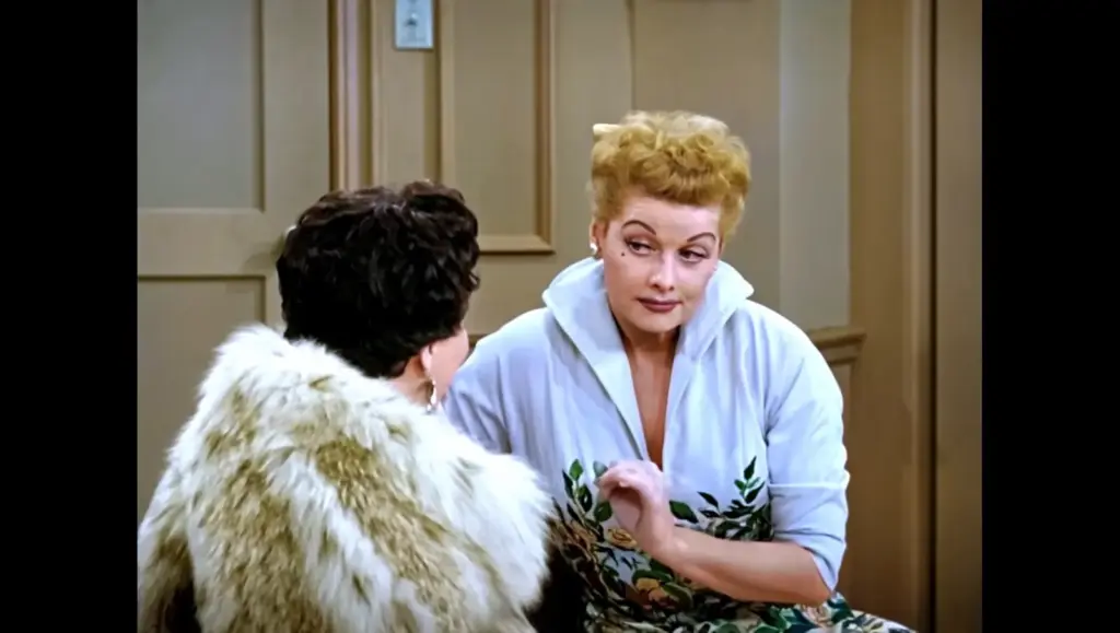 Scene from the colorized I Love Lucy episode The Black Wig