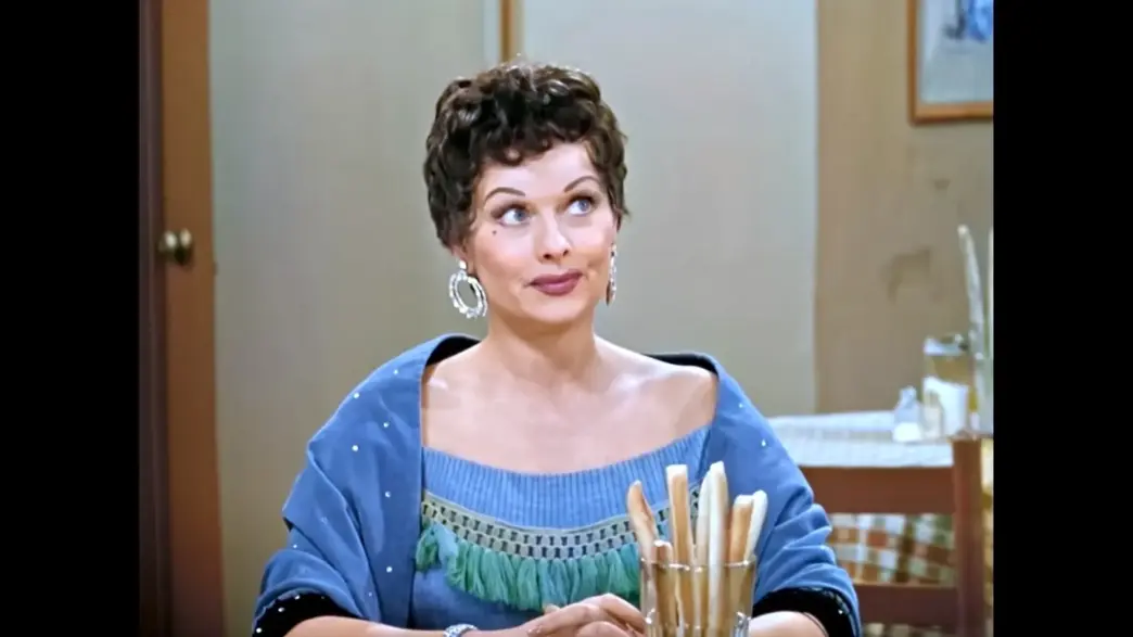 Lucy Ricardo in the colorized I Love Lucy episode The Black Wig