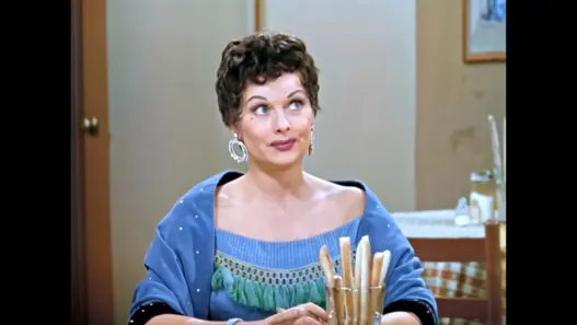Lucy Ricardo in the colorized I Love Lucy episode The Black Wig