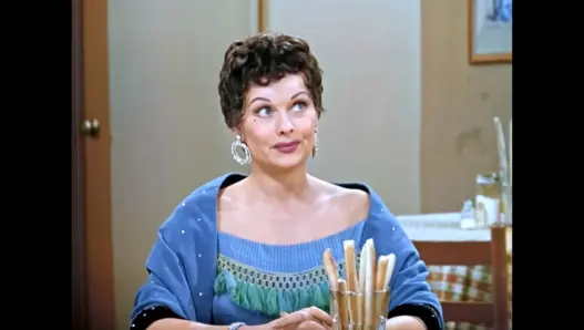 Lucy Ricardo in the colorized I Love Lucy episode The Black Wig