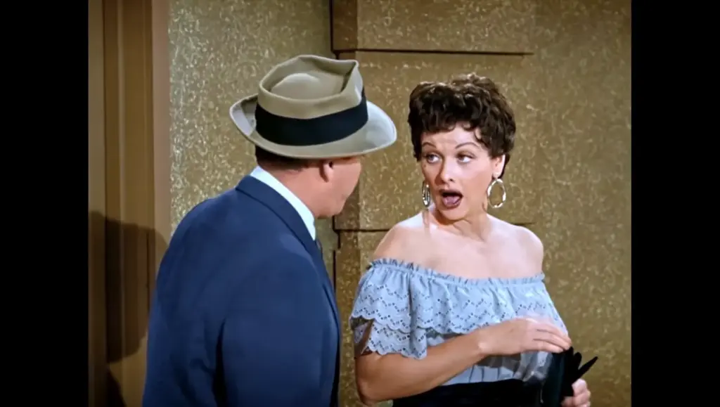 Scene from the colorized I Love Lucy episode The Black Wig