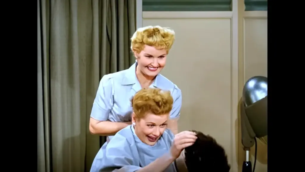 Scene from the colorized I Love Lucy episode The Black Wig