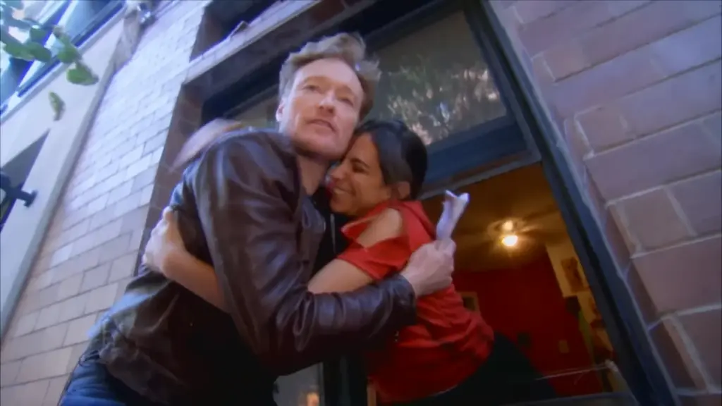 Conan O’Brien working his way through New York City during a CONAN remote