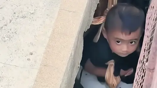 Three-year-old girl helping during a puppy rescue in Yantai, Shandong