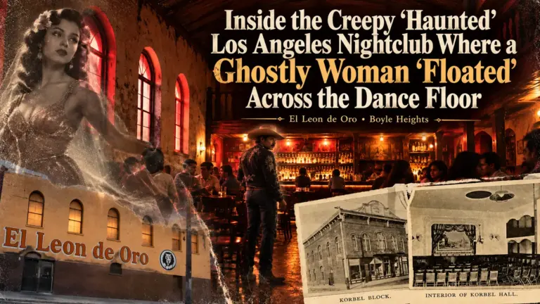 El León de Oro haunted Boyle Heights nightclub feature with ghostly woman, cowboy apparition, historic building photos and dance hall interior.