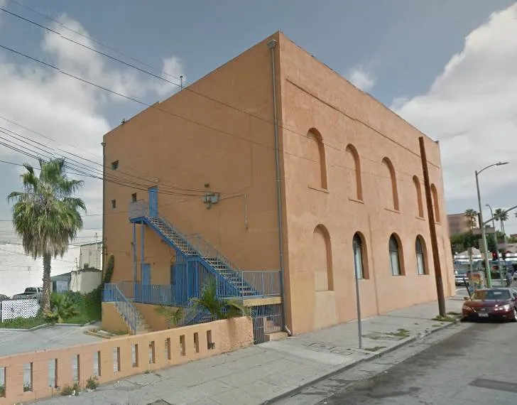 Former El Leon de Oro building at First and State streets in Boyle Heights before the interior was gutted for adaptive reuse
